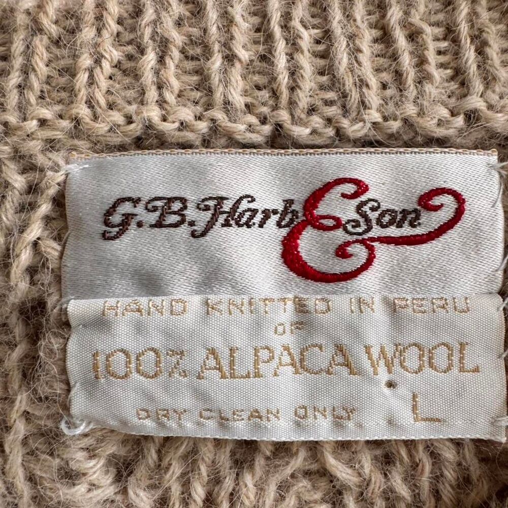 Vintage GB Harber & Son Cream Alpaca Cable Knit Sweater Women’s Small - Picture 4 of 8